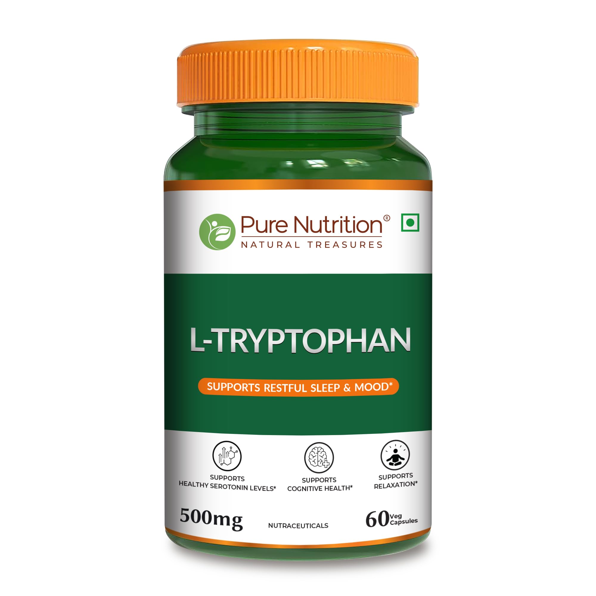 Pure Nutrition L-Tryptophan 500mg, 60 Veg Capsules | Supports Relaxation, Stress Relief, Sleep Quality & Mood Balance | Natural Amino Acid Supplement-image-7