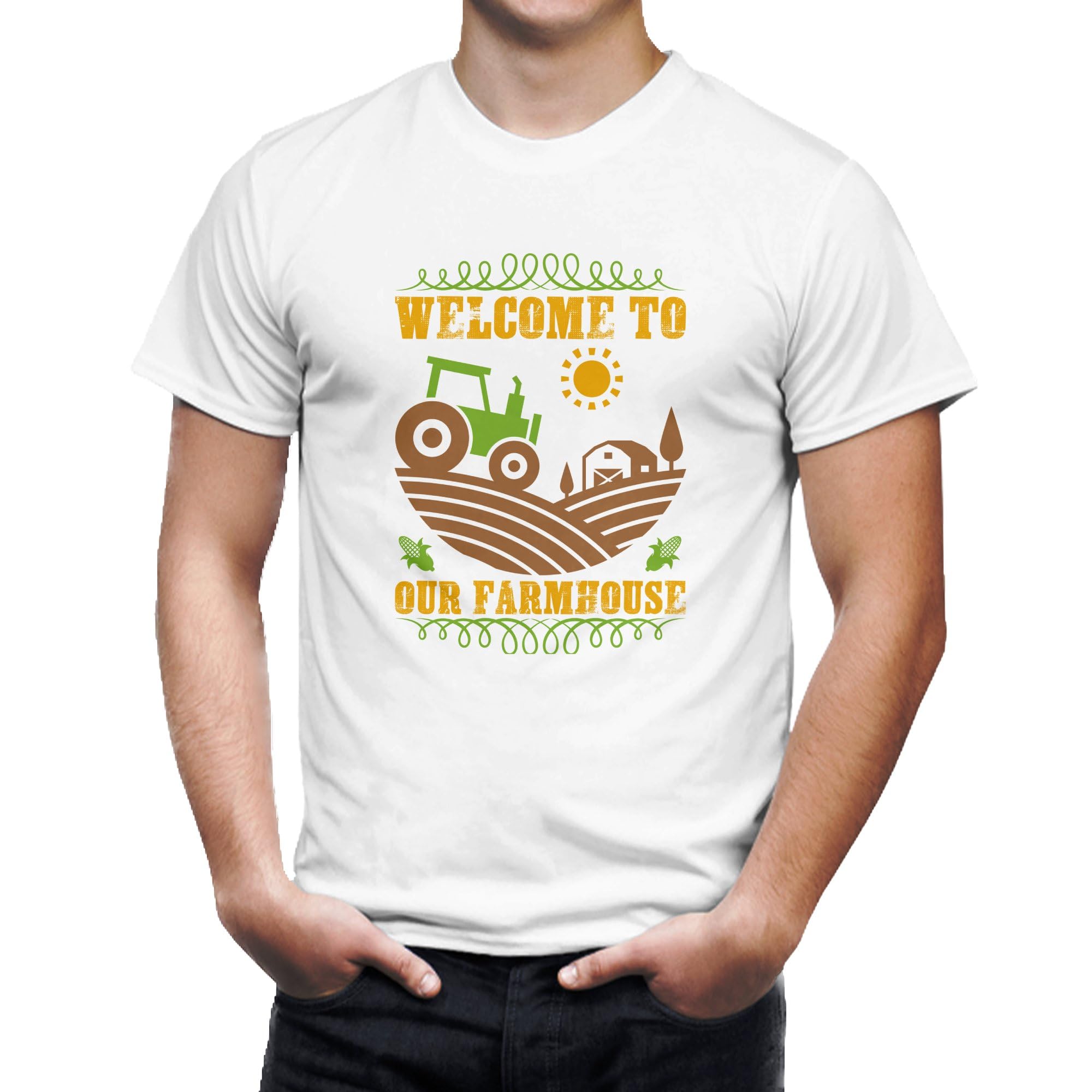 Seek Buy LoveFarmhouse Welcome T-Shirt, Rustic Tractor Farm Life Graphic Tee, Country Style Unisex Apparel, Casual Wear for Farmers