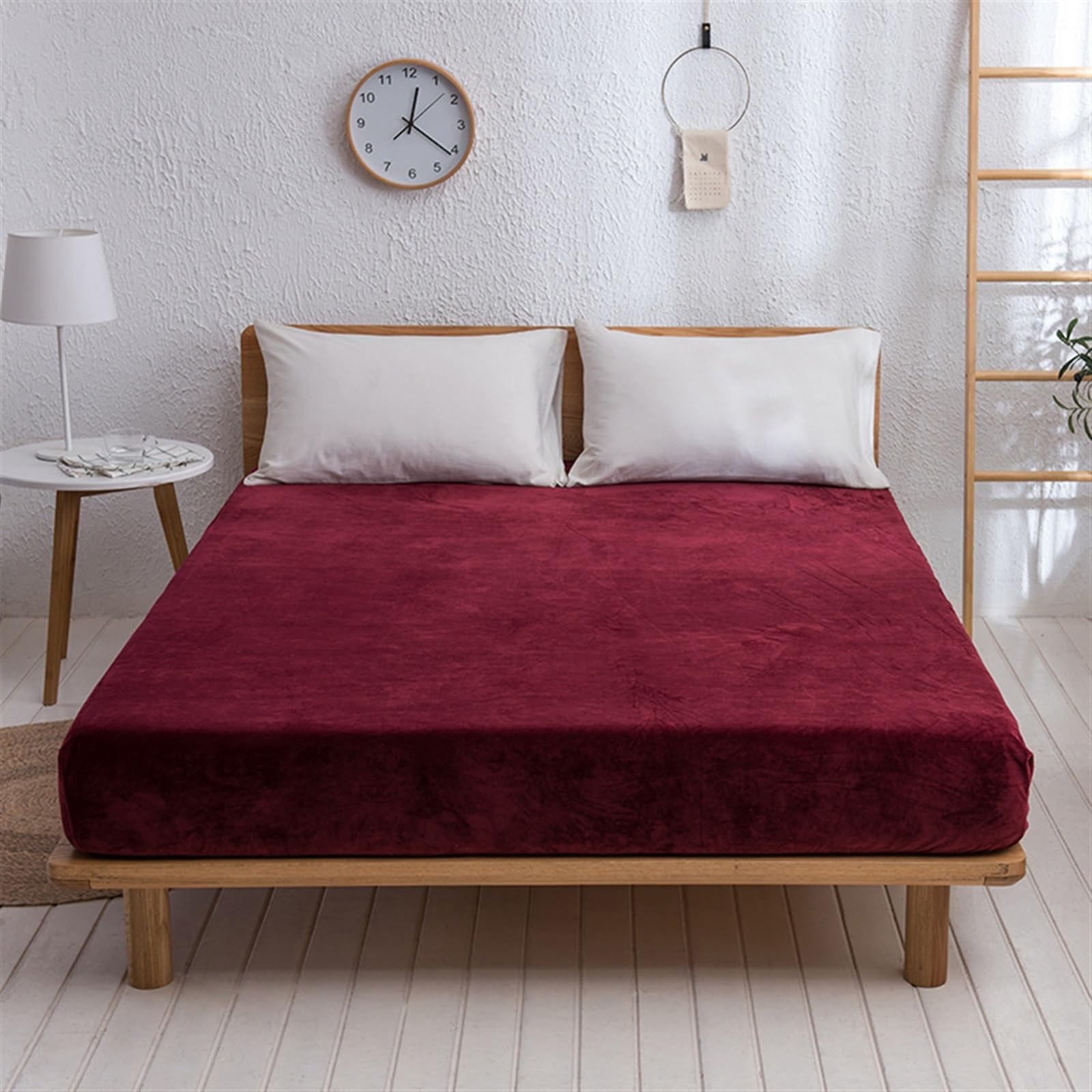 Sábana bajera de franela de lujo, supersuave, acogedora, cómoda, con bolsillo profundo para cubrecolchón de cama (B, King)