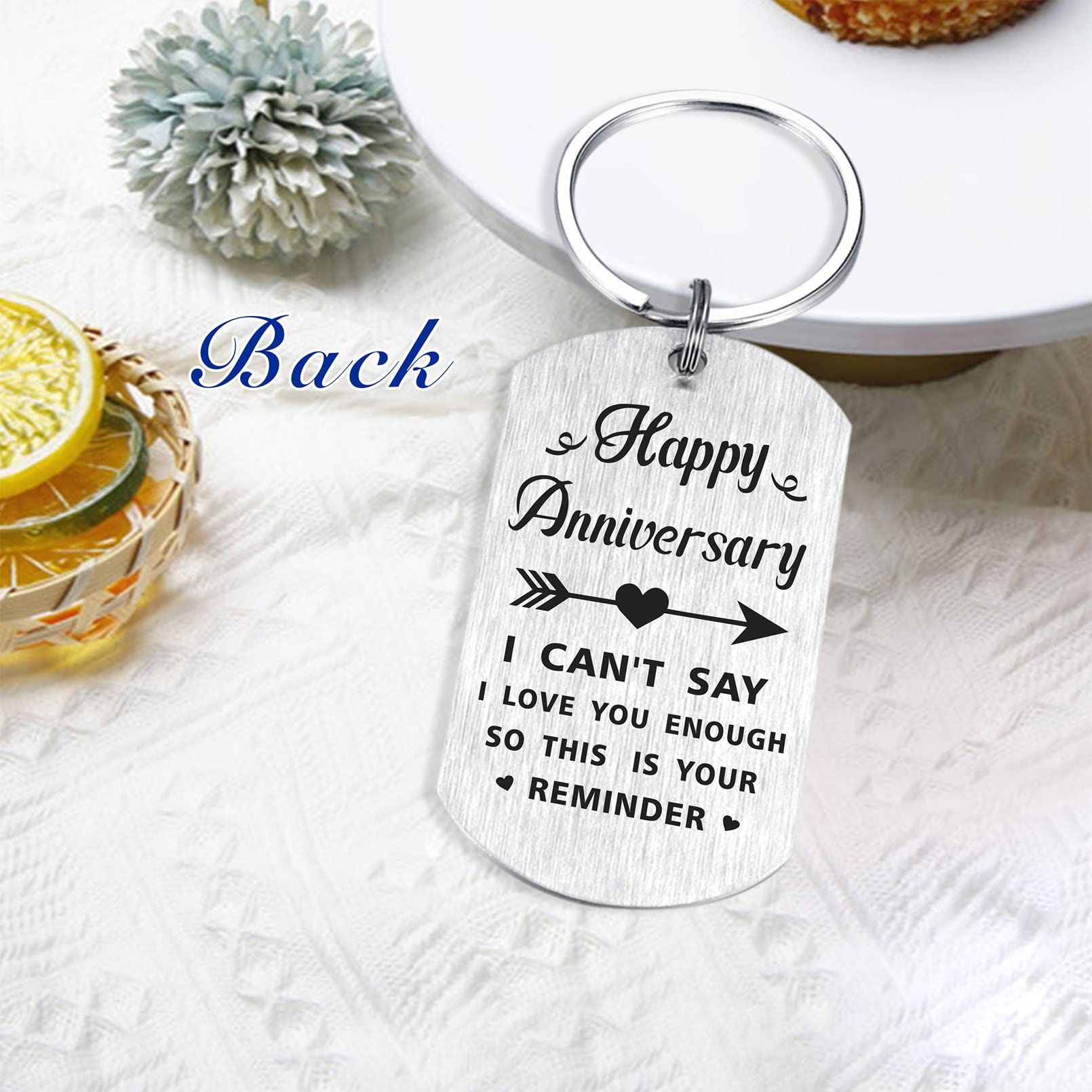 Set Targa E Portachiavi Anniversario Matrimonio - Acrilico, Regalo Romantico Coppia - Foto 5