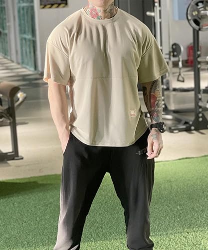 Miniatura 2 de maytopia Camiseta de entrenamiento de gimnasio para hombre, camisas musculares de secado rápido, ajuste holgado, camiseta atlética de manga corta