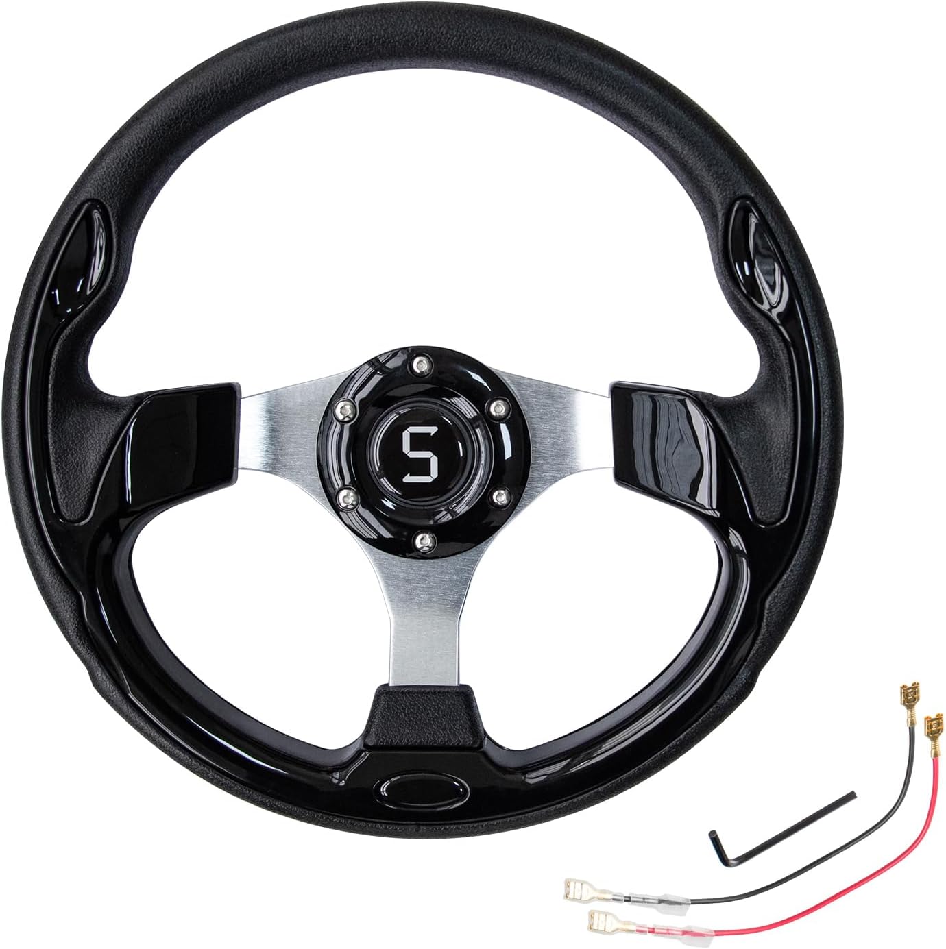 Golf Cart Steering Wheel, 12.5"/320mm Universal Club Car Steering Wheel for Club Car DS and Precedent EZGO RXV & TXT Yamaha Most Golf Cart (Style 2)