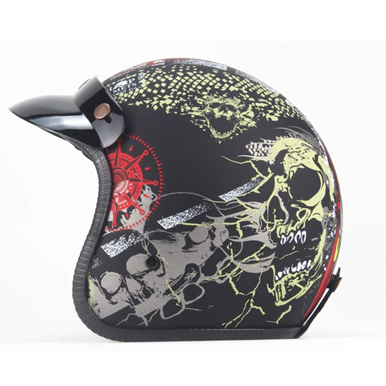 Kask motocyklowy z otwartą twarzą Kask motocyklowy w stylu retro w stylu vintage Certyfikat ECE/ECE Kask z otwartą twarzą z osłoną przeciwsłoneczną do motocykli/skuterów/motorowerów/re