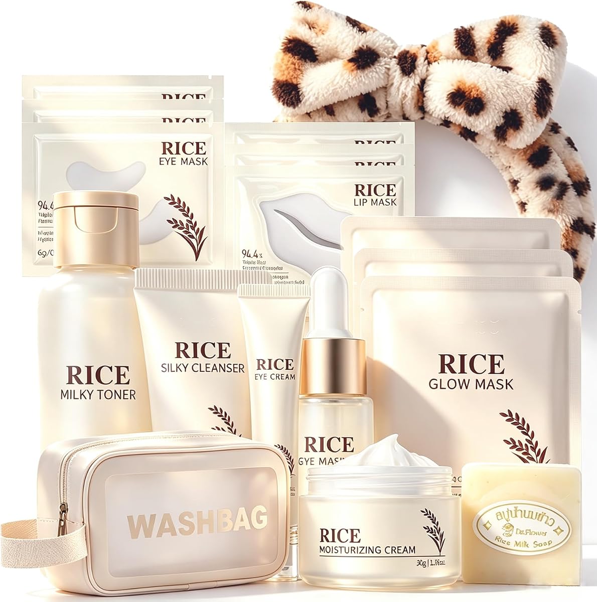 17PCS Korean Skin Care Set, Rice Skincare Set for Women, Teen Skin Care | Skin Care for Kids 10-12, Rice Toner, Skin Care Set, Face Wash, Travel Skincare Set, Skincare Gift Sets for Teen Girls