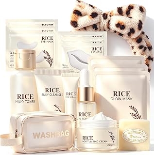 17PCS Korean Skin Care Set, Rice Skincare Set for Women, Teen Skin Care | Skin Care for Kids 10-12, Rice Toner, Skin Care Set, Face Wash, Travel Skincare Set, Skincare Gift Sets for Teen Girls