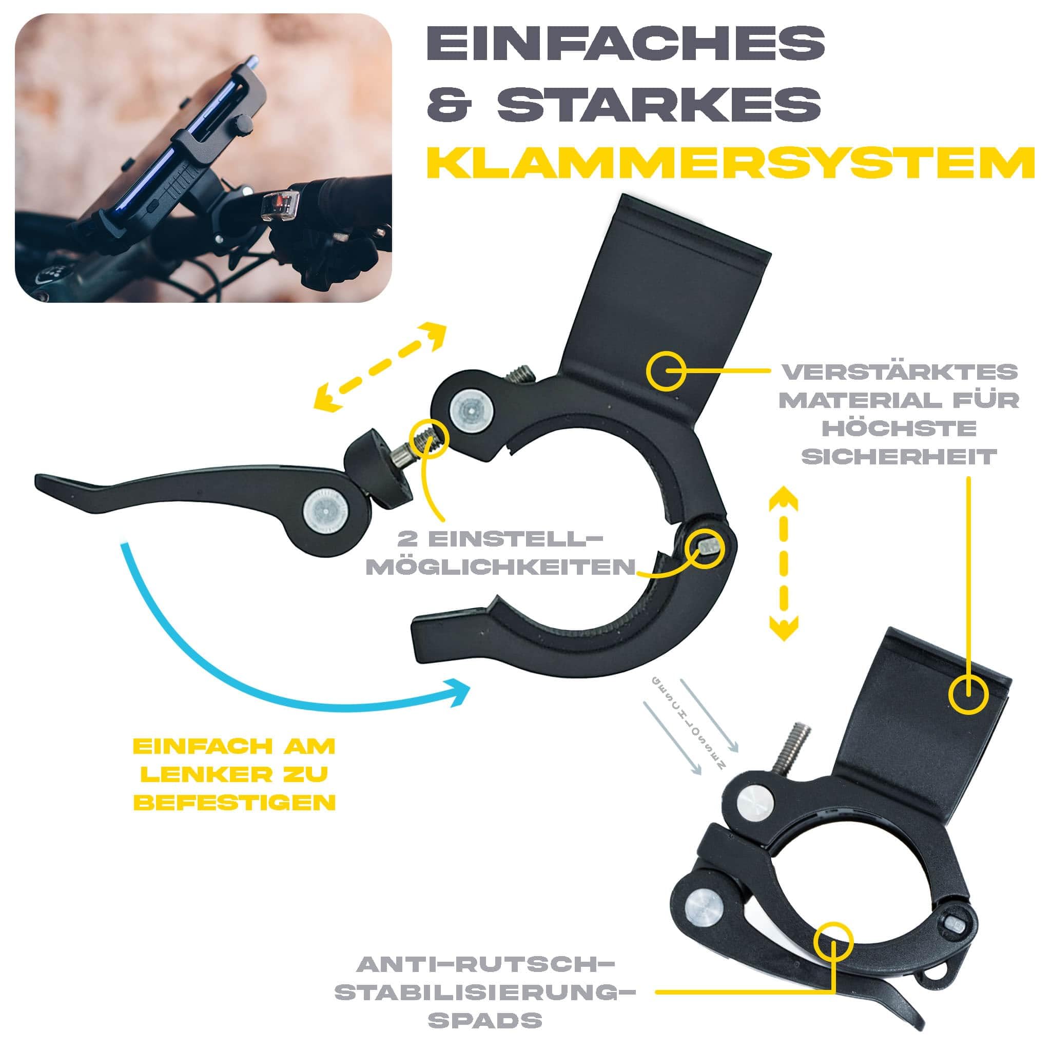 Sunslice Fahrrad Handyhalterung mit integrierter Powerbank Wireless und Fahrradlicht für Smartphone Halterung mit Kabellose Ladefunktion