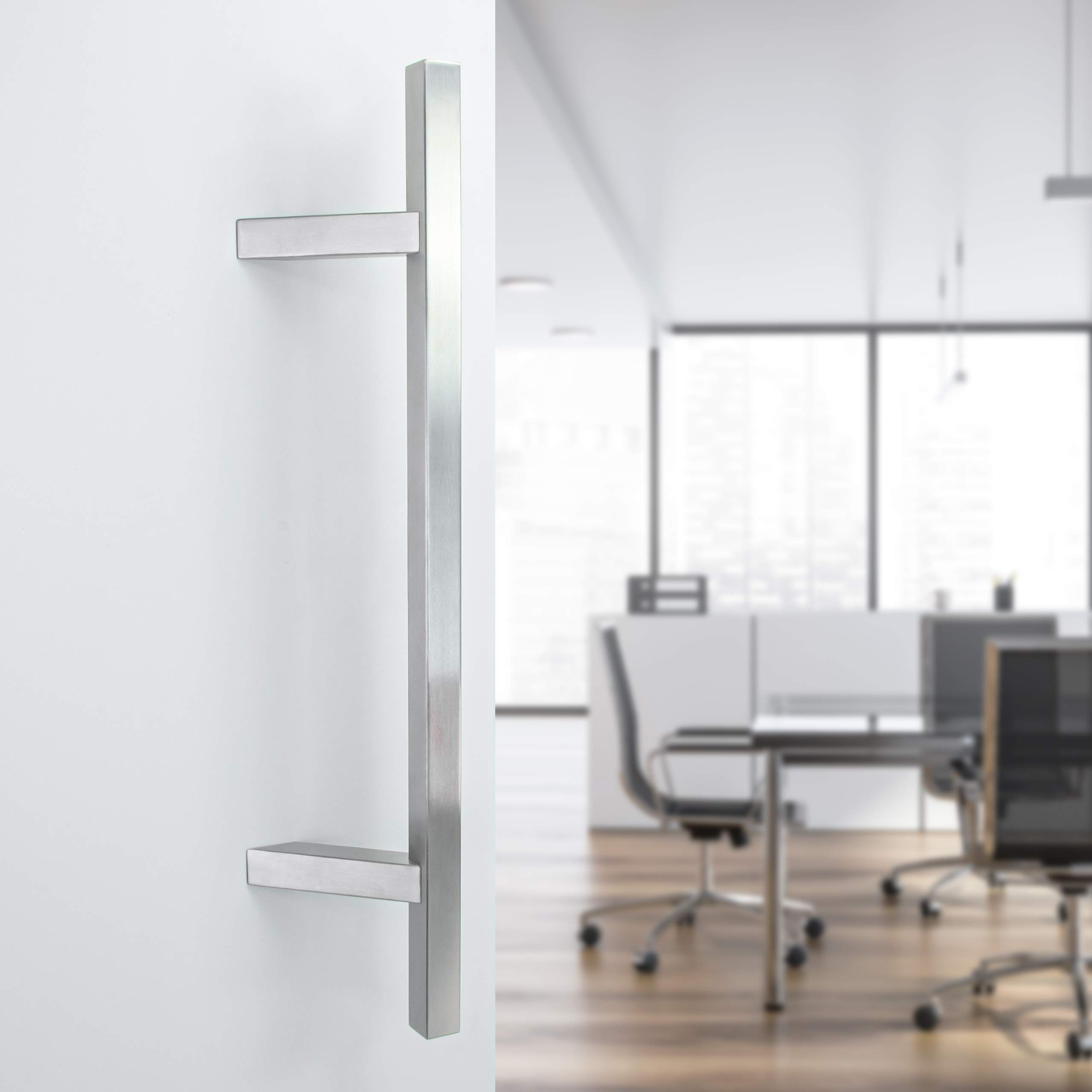 Gedotec Haustür-Beschlag Edelstahl Türbeschlag Eingangstür eckig Stoßgriffe schräg - 8031 GK | Griffstange mit Länge 600 mm | Stangen-Griff 25 x 25 mm | 1 Stück - Design Haustürgriff mit Schrauben