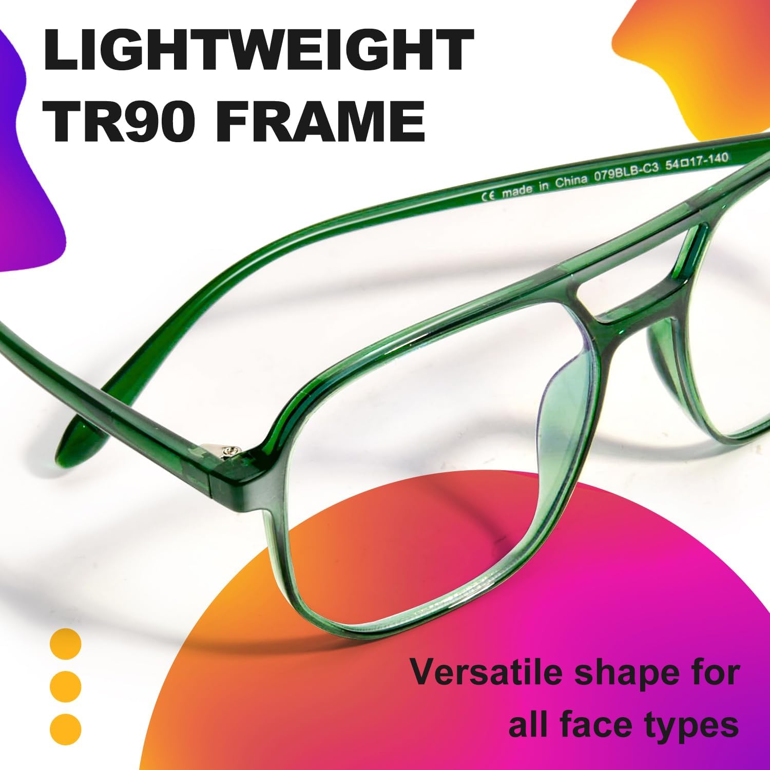 VISOONE Aviator Blue Light Blocking Glasses Oversized Square Lightweight Pilot Nerd Eyewear for Women Men MARION Marion Upg-medium Basil Green image 4 of 7 B0C4PQDZLK