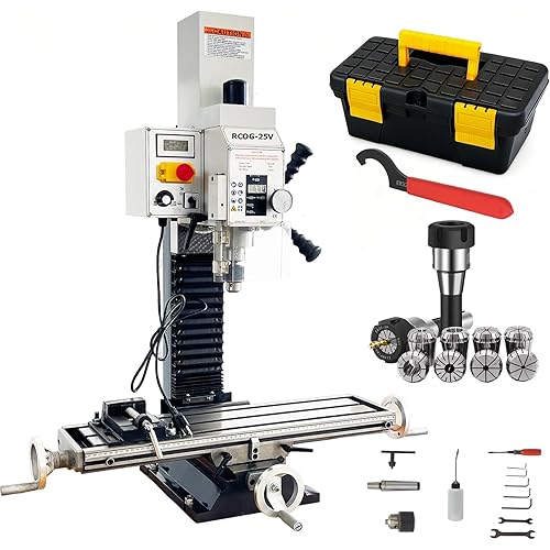 INTBUYING Benchtop Mini Milling Drilling Machine R8 Mill Drill Machine Precision Powerful Drill Mill Machine Micro Feed 50-2250rpm 1100W Metalworking Milling Machine for Professionals&Hobbyists 110V