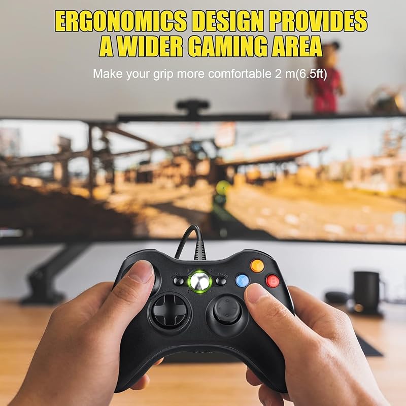 Diswoe Xbox 360 és PC Kontroller Ergonomikus Gamepad Joystick Windows kompatibilis