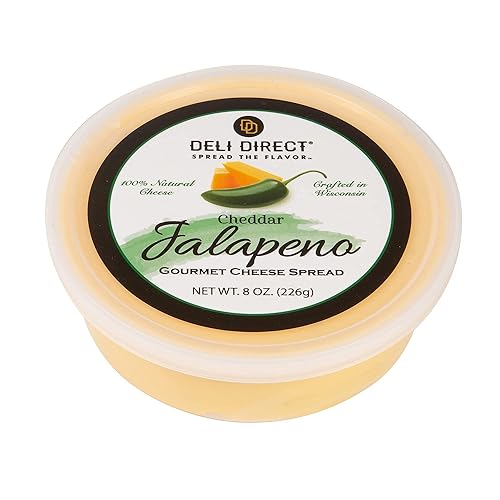 Miniatura 5 de Deli Direct Wisconsin Cheddar Jalapeno y queso Gouda ahumado surtido surtido de muestras  3 salsas de queso Wisconsin para galletas pretzels y