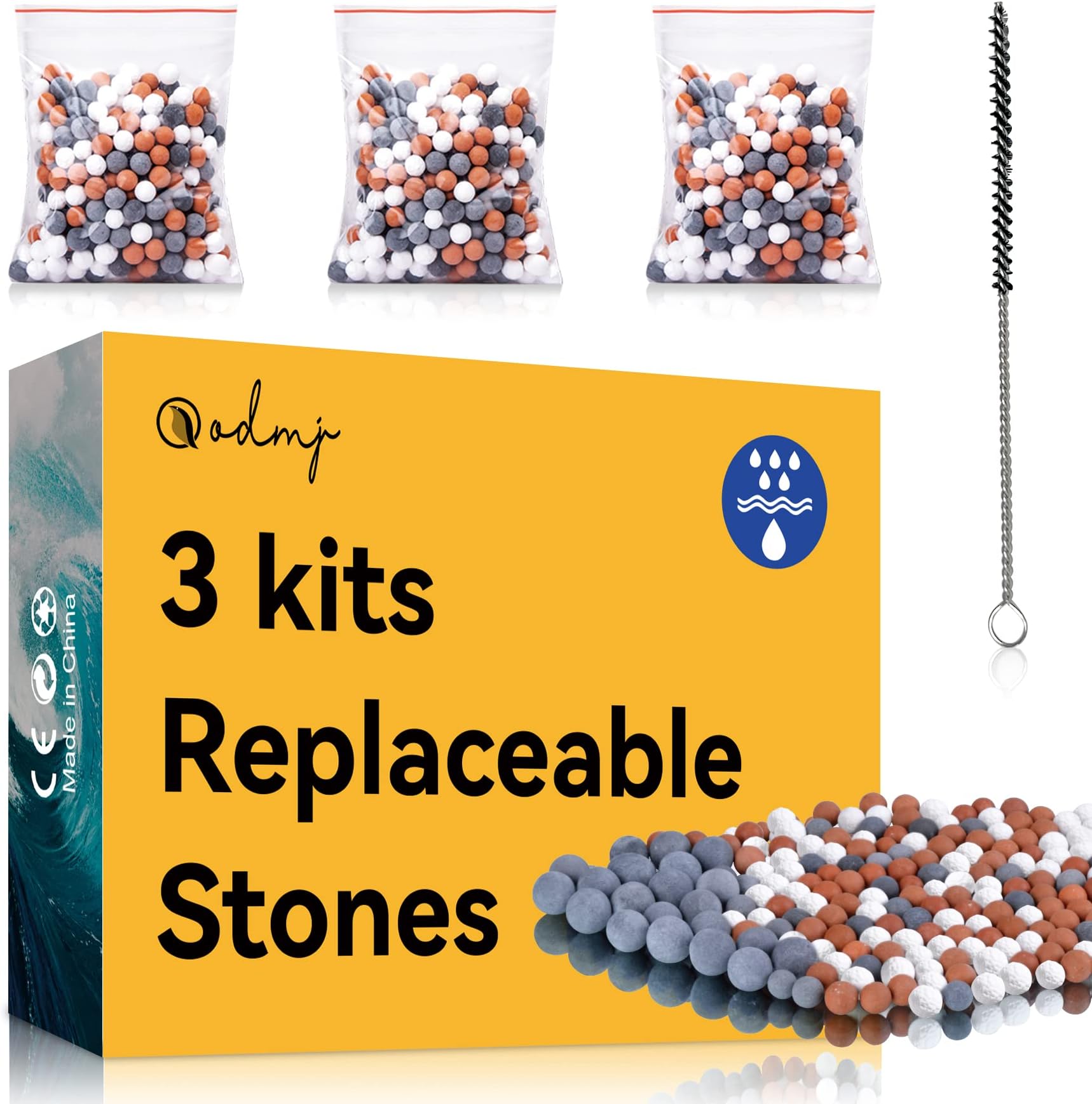 ODMJ3 Pack Shower Filter Beads Replacement for Hard Water, Remove Chlorine and Harmful Substances, Suitable for Filtered Shower Head