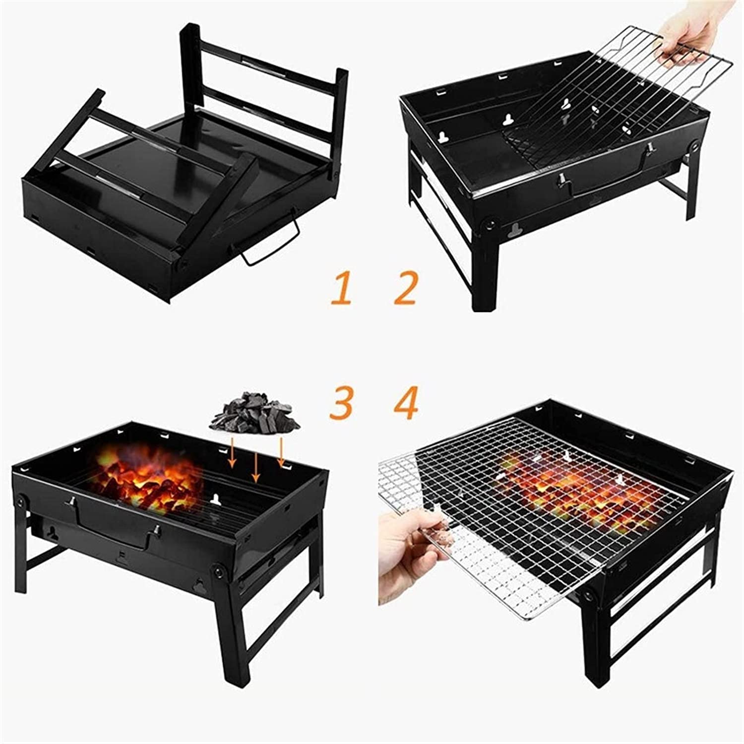 Gasgrill Barbecue Grill Holzkohlegrill Tragbarer klappbarer BBQ-Grill Tischgrill Tischplatte Raucher im Freien für Picknick