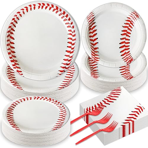 200 platos de fiesta de béisbol, servilletas, suministros de béisbol, decoraciones de cumpleaños, vajilla de papel desechable, juego de vajilla de