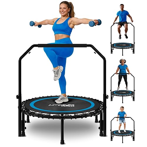 Jumpzylla Fitness Rebounder Trampoline for Adults with Bar and Elastic