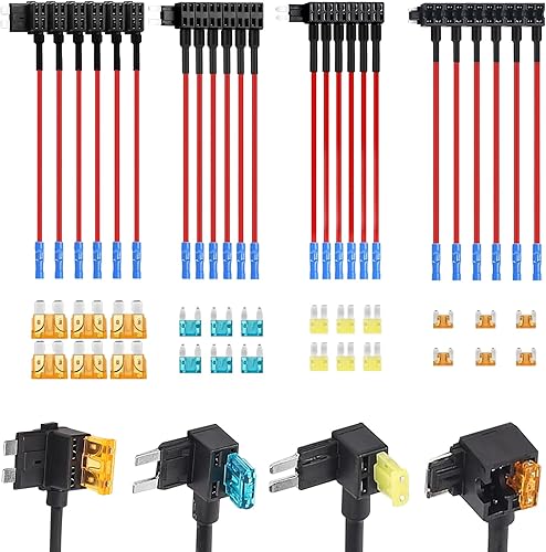 Miniatura 11 de 16 Pack 4 Tipos 12V Adaptador de Fusibles para Añadir Circuito en Coche, Adaptadores de Fusibles Mini Micro2 y de Bajo Perfil para Coches, Camiones