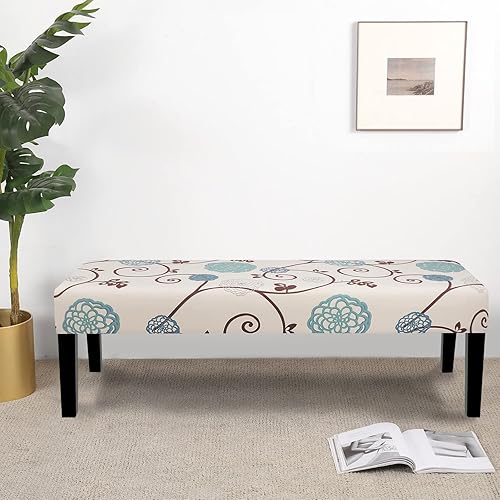 Miniatura 2 de SearchI Funda para banco de comedor, funda tapizada elástica y lavable, protector de asiento de banco impreso, fundas de banco rectangulares para