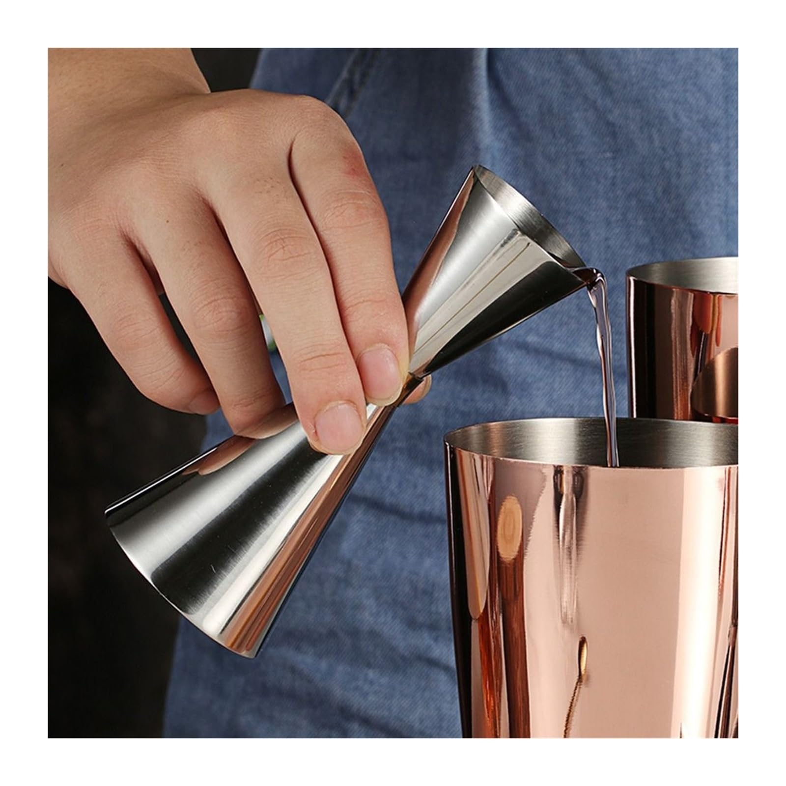 Doseur de bar à cocktail en acier inoxydable - Double shot - Doseur de boisson - Accessoire de bar de cuisine (60-90 ml)
