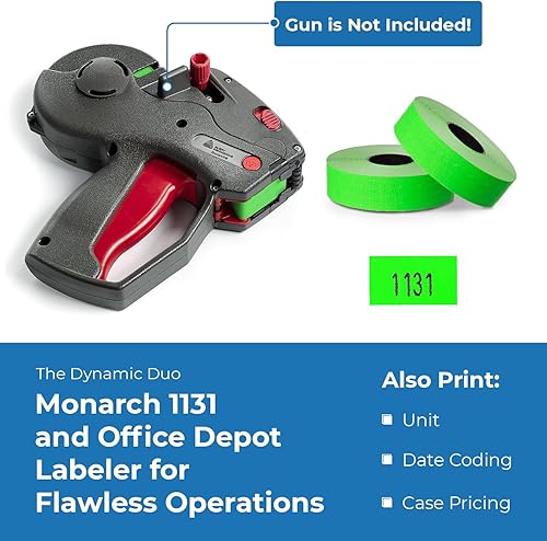 Miniatura 6 de Etiquetas verdes para pistola de precio Monarch 1131, 1 manga, 8 rollos, 20,000 etiquetas