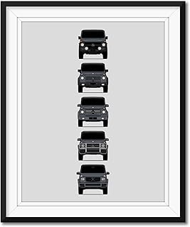 Mercedes Benz G-Class Generations Inspired Car Poster - Handmade Print of G-Wagen - Grey, 11x14" Satin Print (Unframed)-Perfect Gift Car Enthusiast