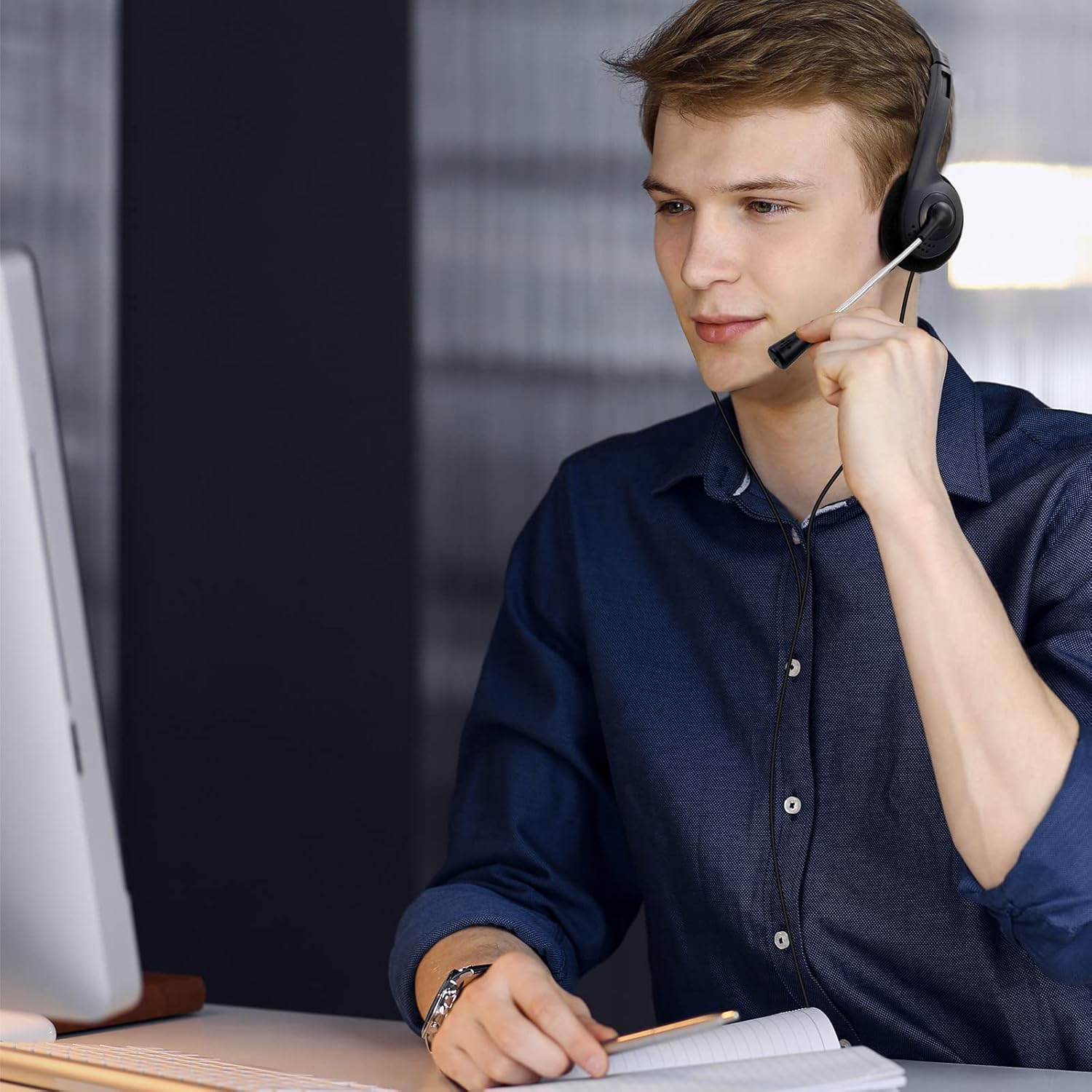 Yunsailing 30 Pack Classroom Headphones with Microphone Headphones Bulk Class Set Lightweight Adjustable Earphones on Ear with 3.5 mm Jack(Black,Metal Stem)