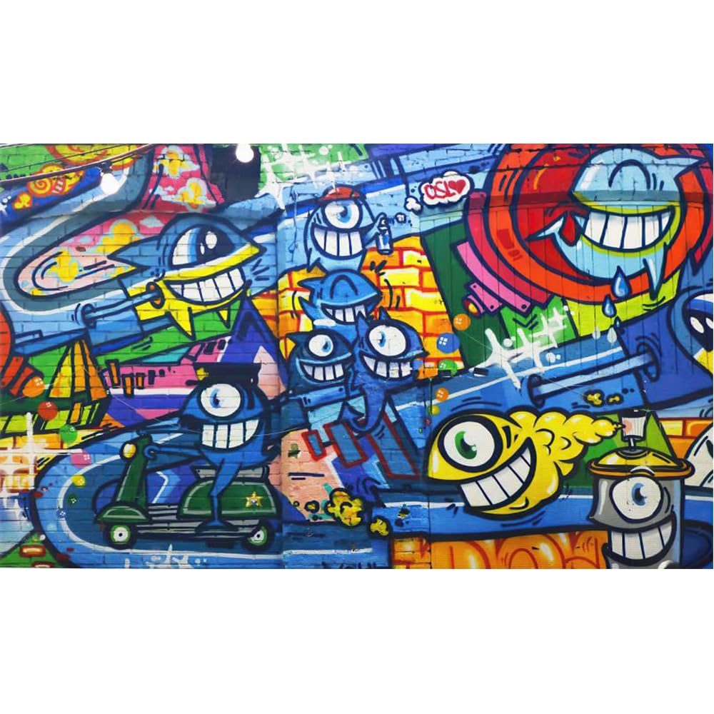 Papier Peint 3D Graffiti Q9246 - Autocollant Mural Personnalisable, Effet Street Art