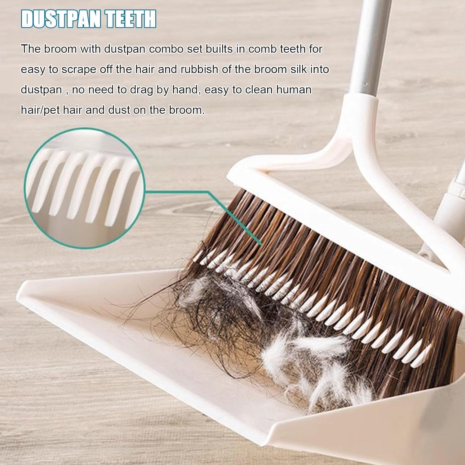 Broom with Dustpan Combo Set Stand up Dust Pans and Broom Broom and Dustpan Set for Home Kitchen Shop Indoor Commercial Lightweight Upright Lobby Dustpan