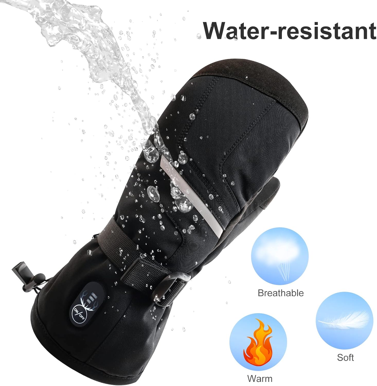 SNOW DEER Heated Ski Mittens for Men Women, Electric Mitts Gloves Rechargeable Battery Heated Hand Glove for Arthritis Skiing Hiking - Image 4