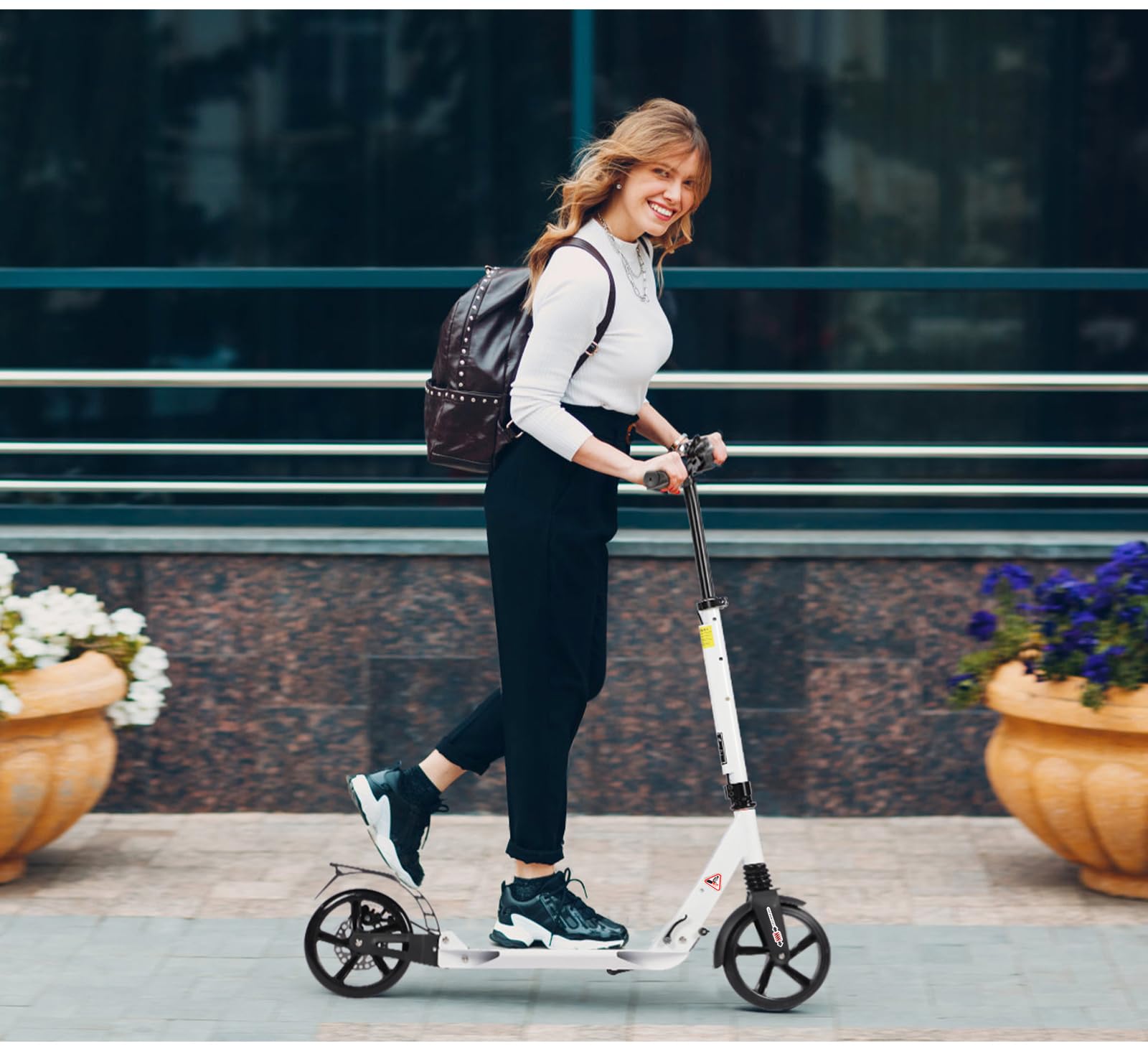 Patinete Plegable para Adultos con Ruedas 200 mm Frenos Disco Altura Ajustable