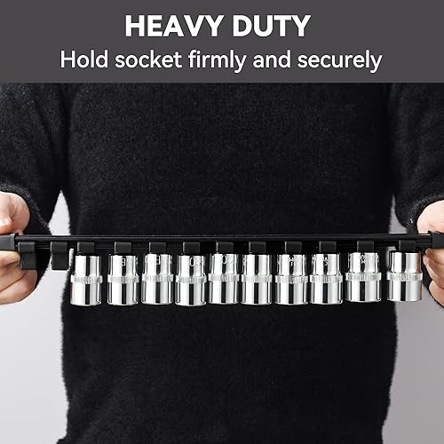 Miniatura 7 de ALOANES Organizador de llaves de vaso ABS de 18 piezas, 12 pulgada, 38 pulgadas y 14 pulgadas, soportes de riel de enchufe de alta resistencia,