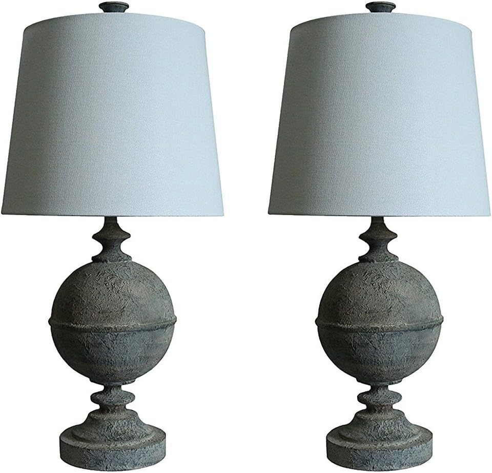 Urbanest Set of 2 Rochelle Table Lamps in French Zinc with Off White Shades