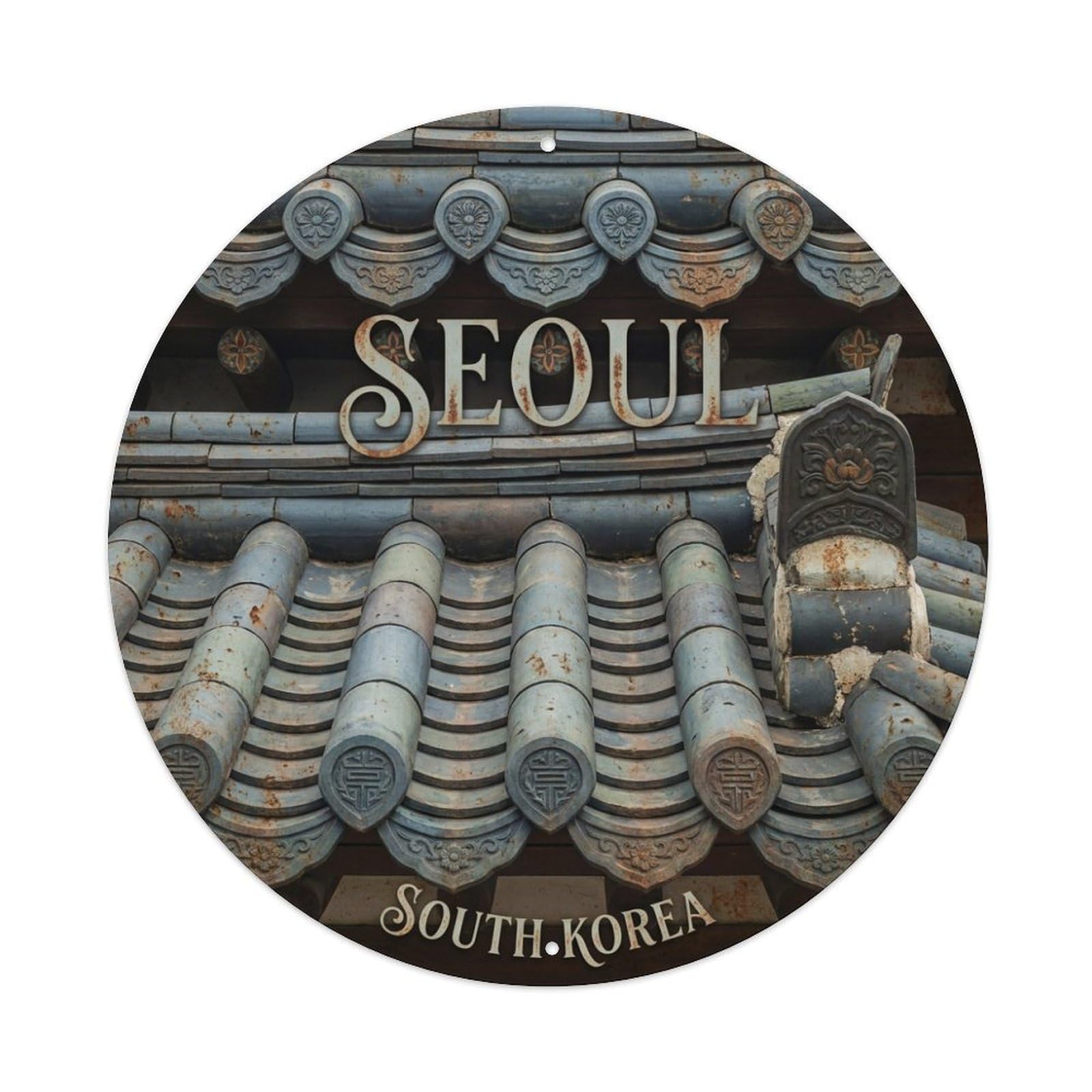 Metal Tin Sign Vintage Travel Seoul Korea