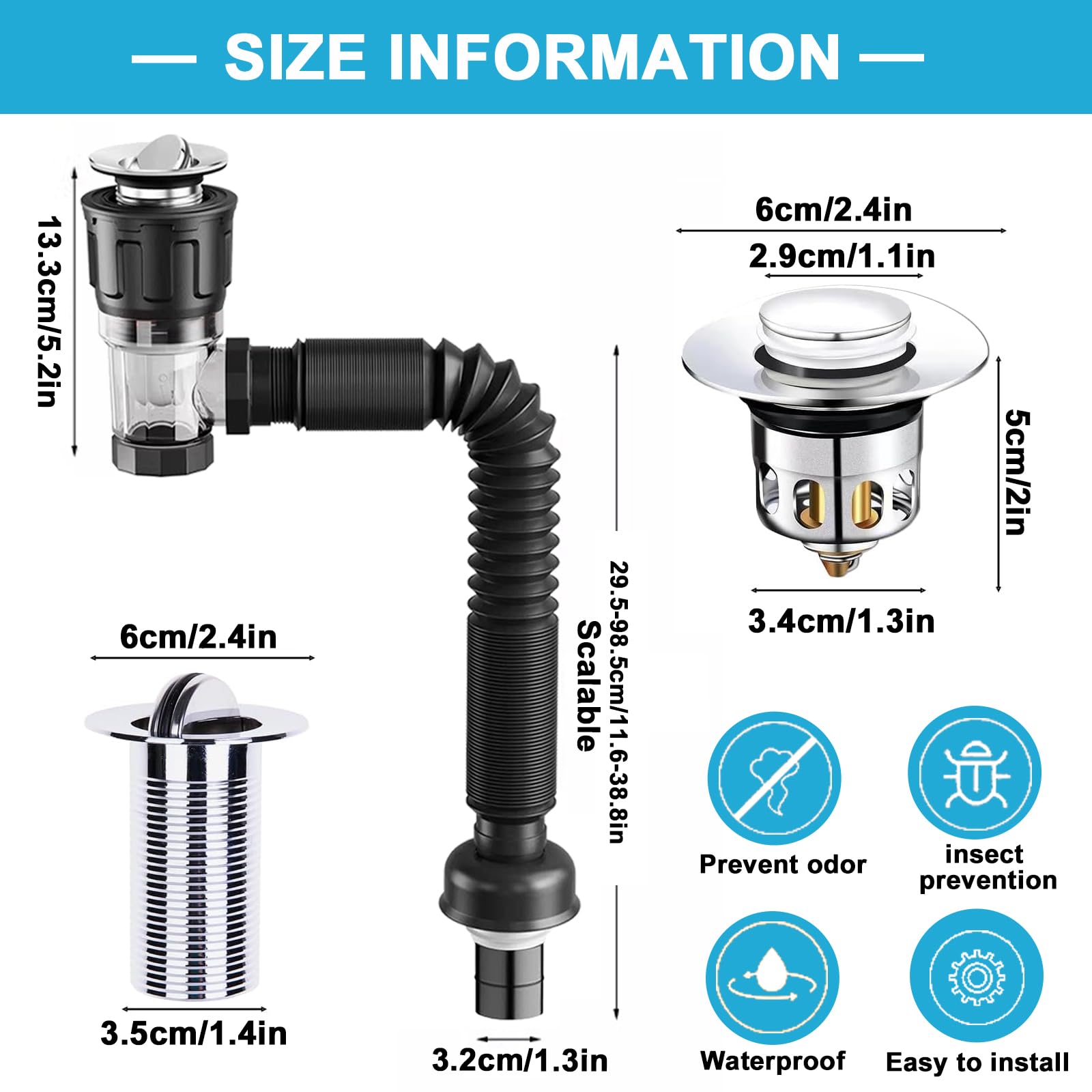 Tuyau De Vidange En S Pour Tuyau D'évacuation Pour Lavabo évier Tuyau D'évacuation Des Eaux Usées Siphon En Acier Inoxydable Pour Salle De Bains