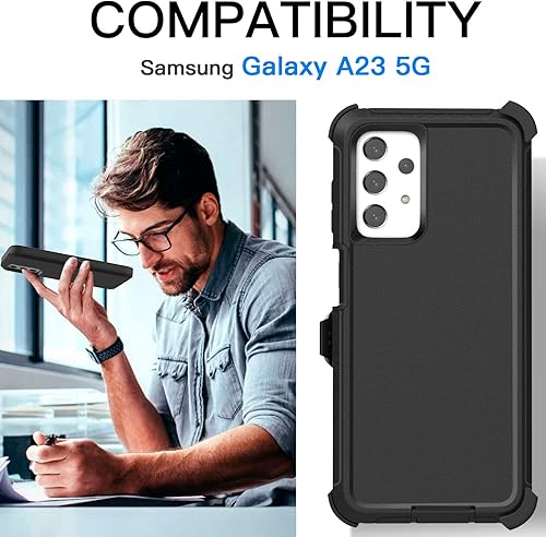 Miniatura 2 de AICase Funda para Galaxy A23 con clip para cinturón (6.6 pulgadas), resistente y resistente, protección duradera de grado militar, a prueba de