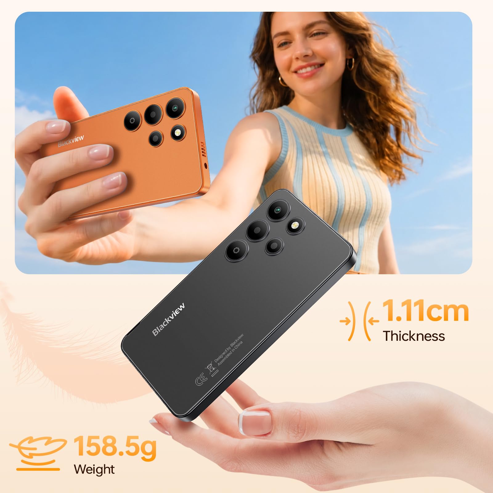 Blackview WAVE 2C Smartphone Android 16, 5" Mini Cellulare in Offerta | 12GB RAM+32GB ROM/1TB Telefono Cellulare in Offerta, 3000mAh Cellulari, 4G Dual SIM Telefoni, Face ID, 3 Slot Carte, 3.5mm