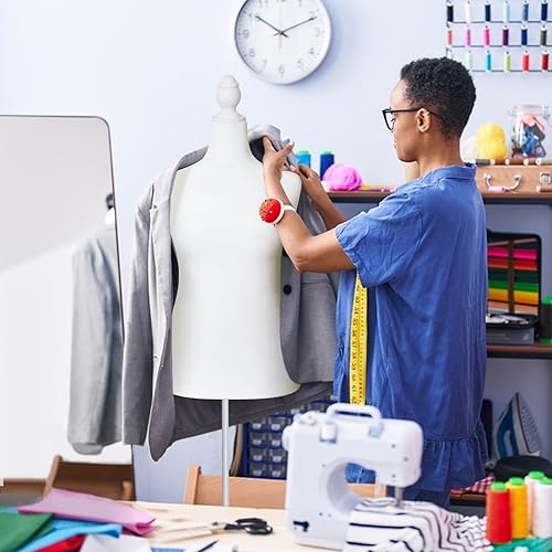 Miniatura 4 de Torso de maniquí femenino con soporte, talla grande 10-12, forma de vestido de maniquí femenino, altura ajustable de 61-67 pulgadas, soporte de