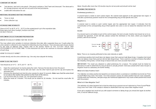 Miniatura 7 de Prime Screen Tarjeta de prueba de drogas de orina de 12 paneles (AMP, bar, BZO, COC, mAMP, MDMA, MOPOPI 300, MTD, OXY, PCP, TCA, THC) - WDOA-7125 1