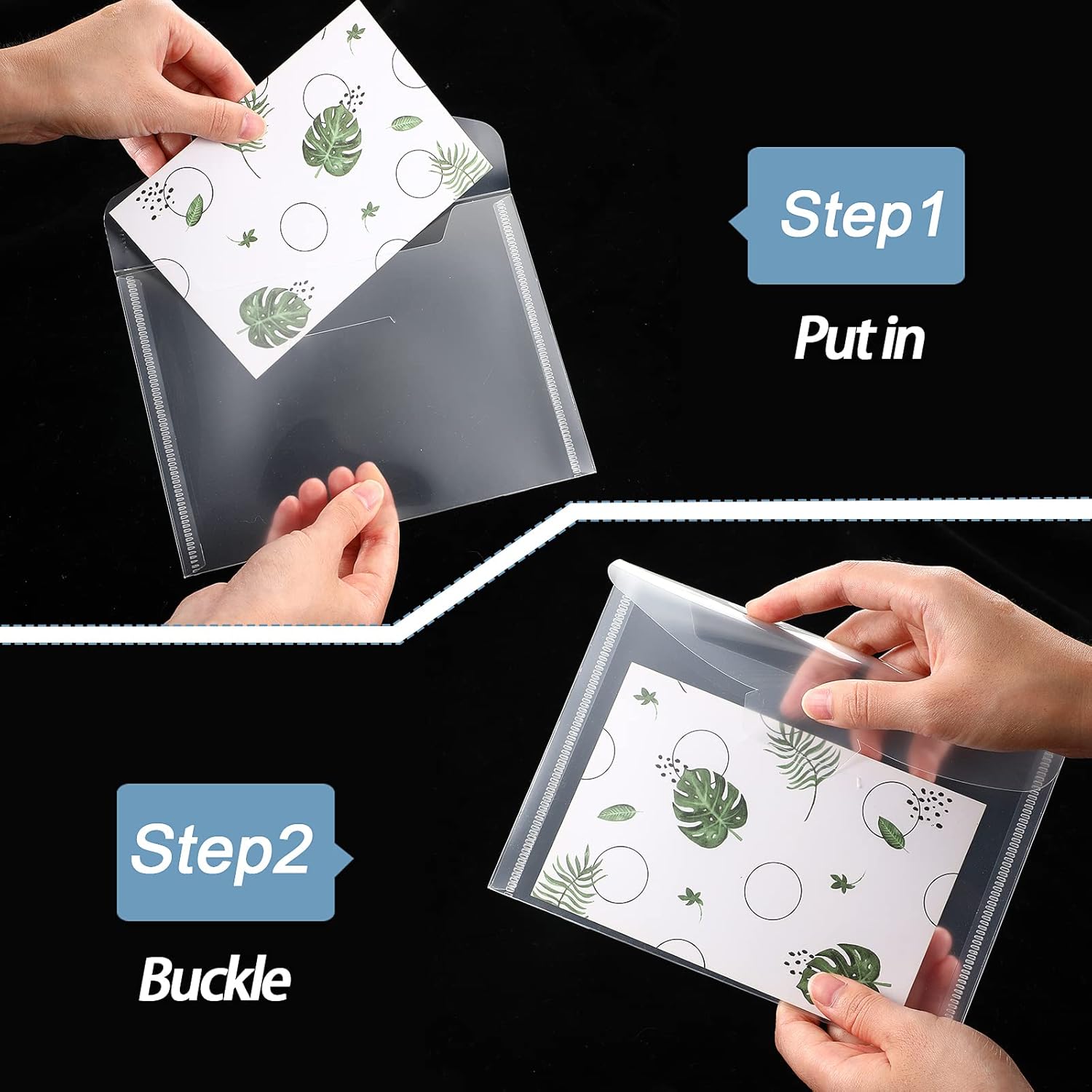 Fumete 60 Pcs Plastic Stamp and Die Storage Bag 5 Sizes Clear Scrapbooking Storage Envelopes Die Cuts Pockets for Craft Cutting Stencil Stamp Paper Card Organizer(No Includ Magnet) - Image 3