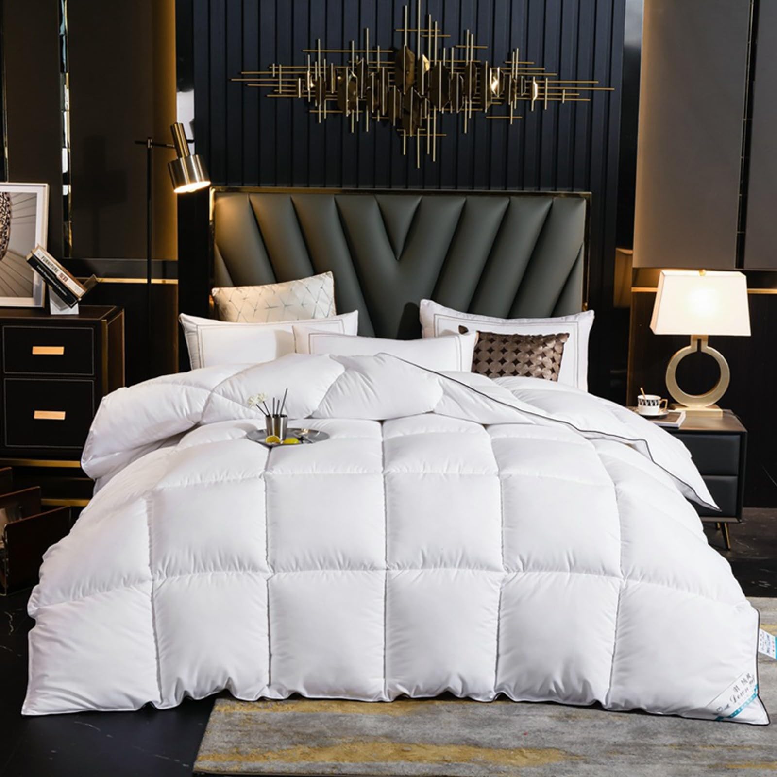 Amazon｜羽毛掛け布団 クイーンサイズ コットン ホワイト 羽毛布団