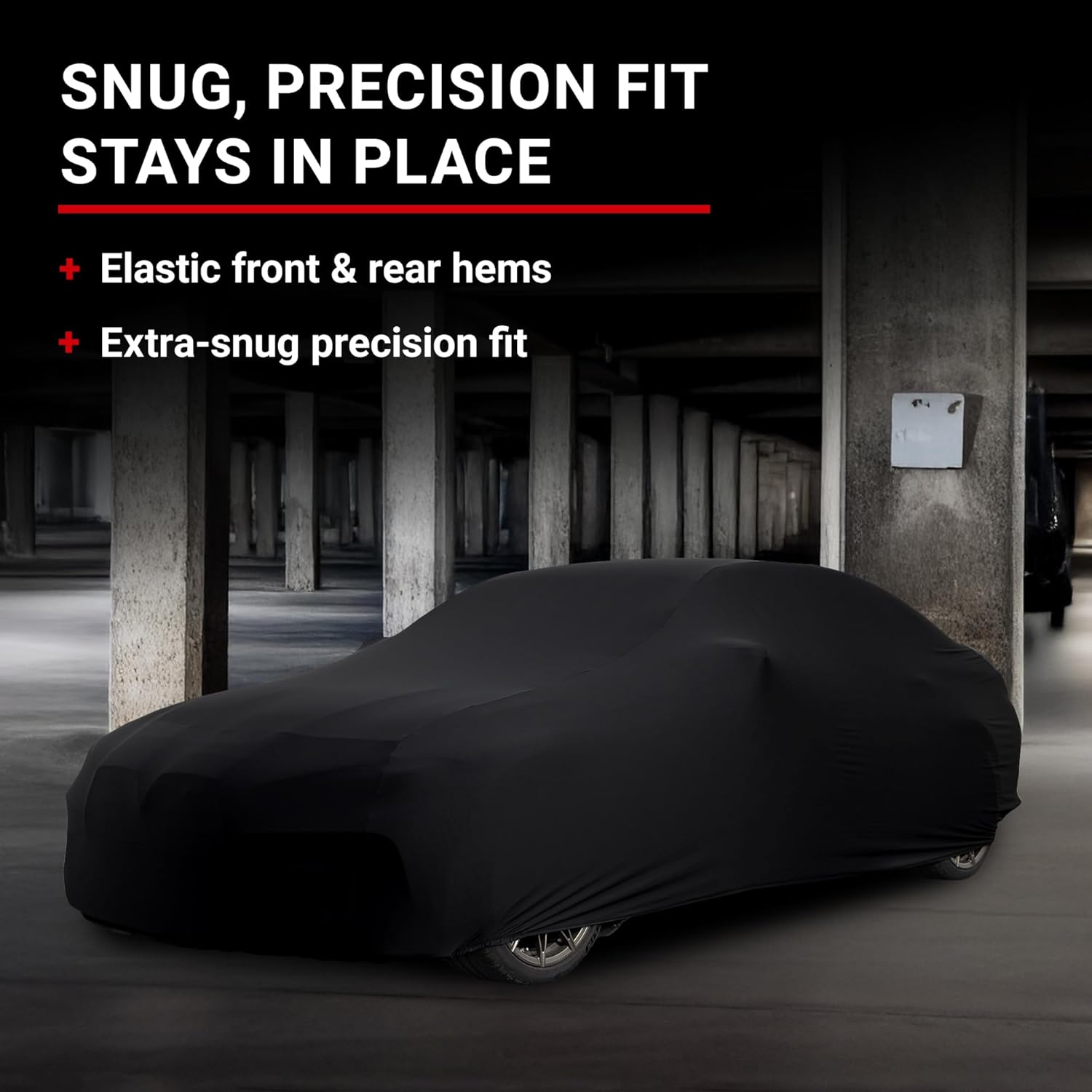 Black Satin Indoor Car Cover - Size CS03 Cover for Sedans & Large Sports Cars - Soft, Scratch Resistant, Full Exterior Covers with Extra Snug Precision Fit for Dirt & Dust Protection