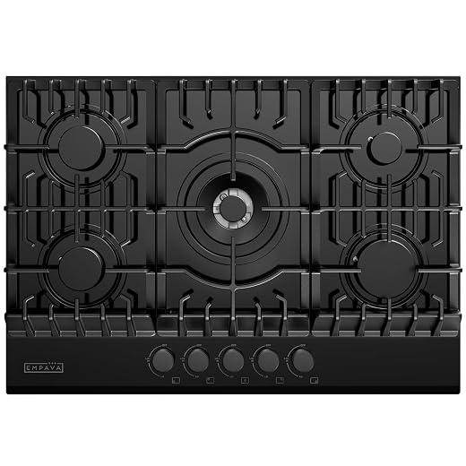 Empava 30 Inch Gas Stove Cooktop 5 Italy Sabaf Sealed Burners NG/LPG Convertible in Black Tempered Glass
