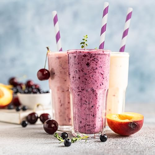 Vista 93 de ALINK 100 pajitas de papel a rayas blancas y negras, biodegradables desechables para Halloween, Navidad, cumpleaños, Año Nuevo, suministros de Rayas