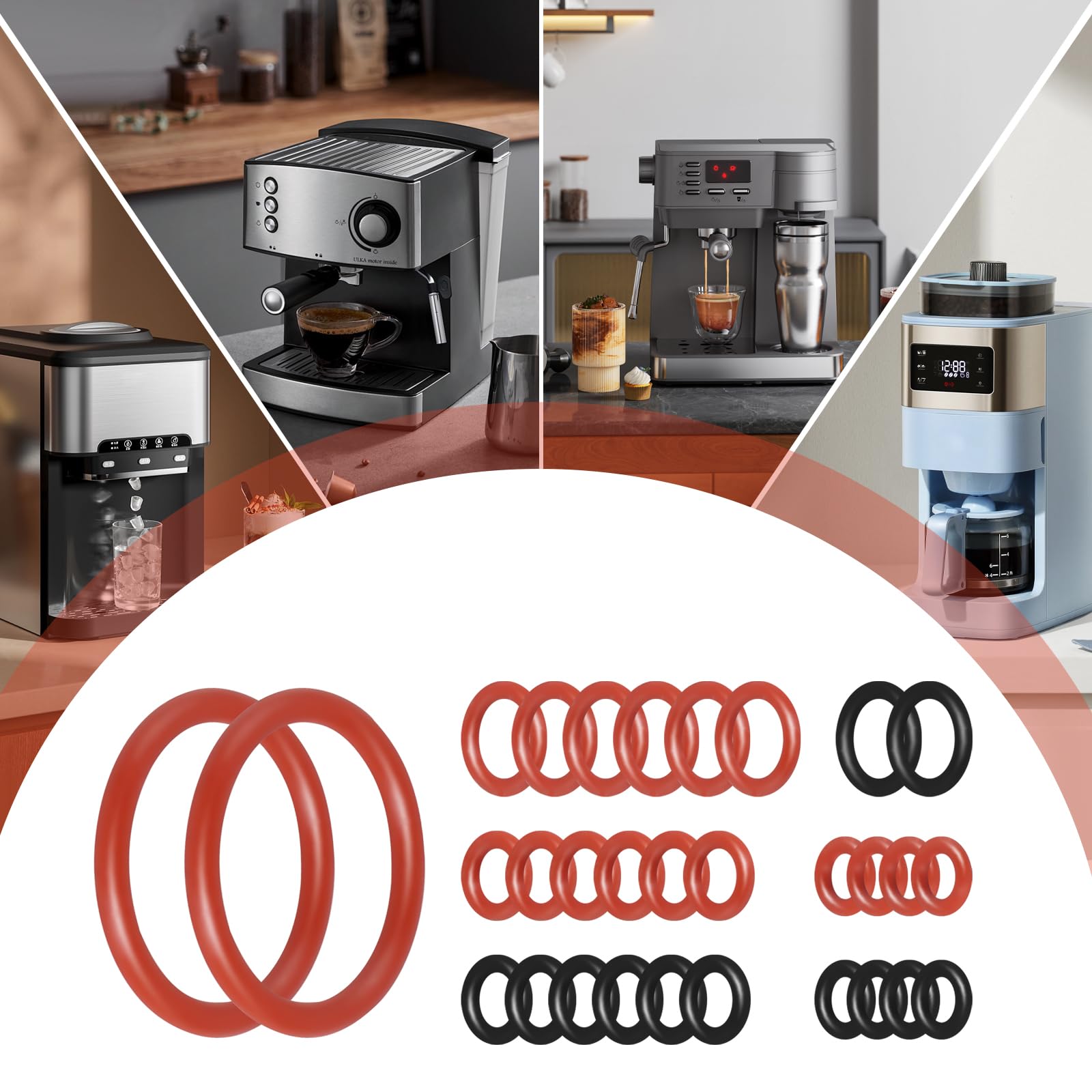 Uszczelka o-ring do ekspresu do kawy Philips, 30 szt. pierścieni uszczelniających grupy zaparzającej zawiera zestaw szczotek do czyszczenia, o-ringi do Philips Saeco do zaworu wspomagającego, zaworu