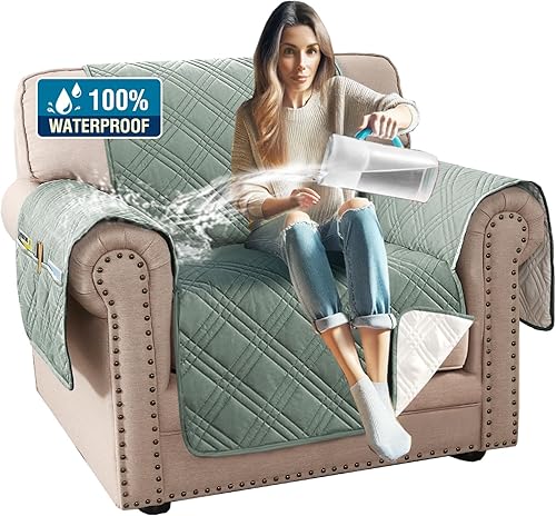 Miniatura 15 de H.VERSAILTEX Fundas de sofá 100% impermeables para mascotas, fundas deslizantes modernas para sofás/sofás, funda de sofá gruesa y suave lavable