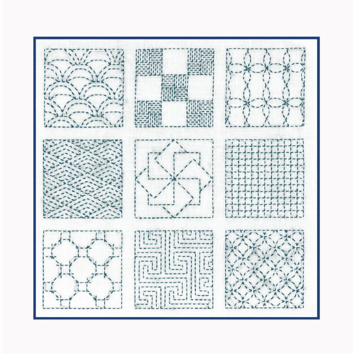 Le Bonheur des Dames counted blackwork stitch kit ""Sashiko Embroidery Kit White