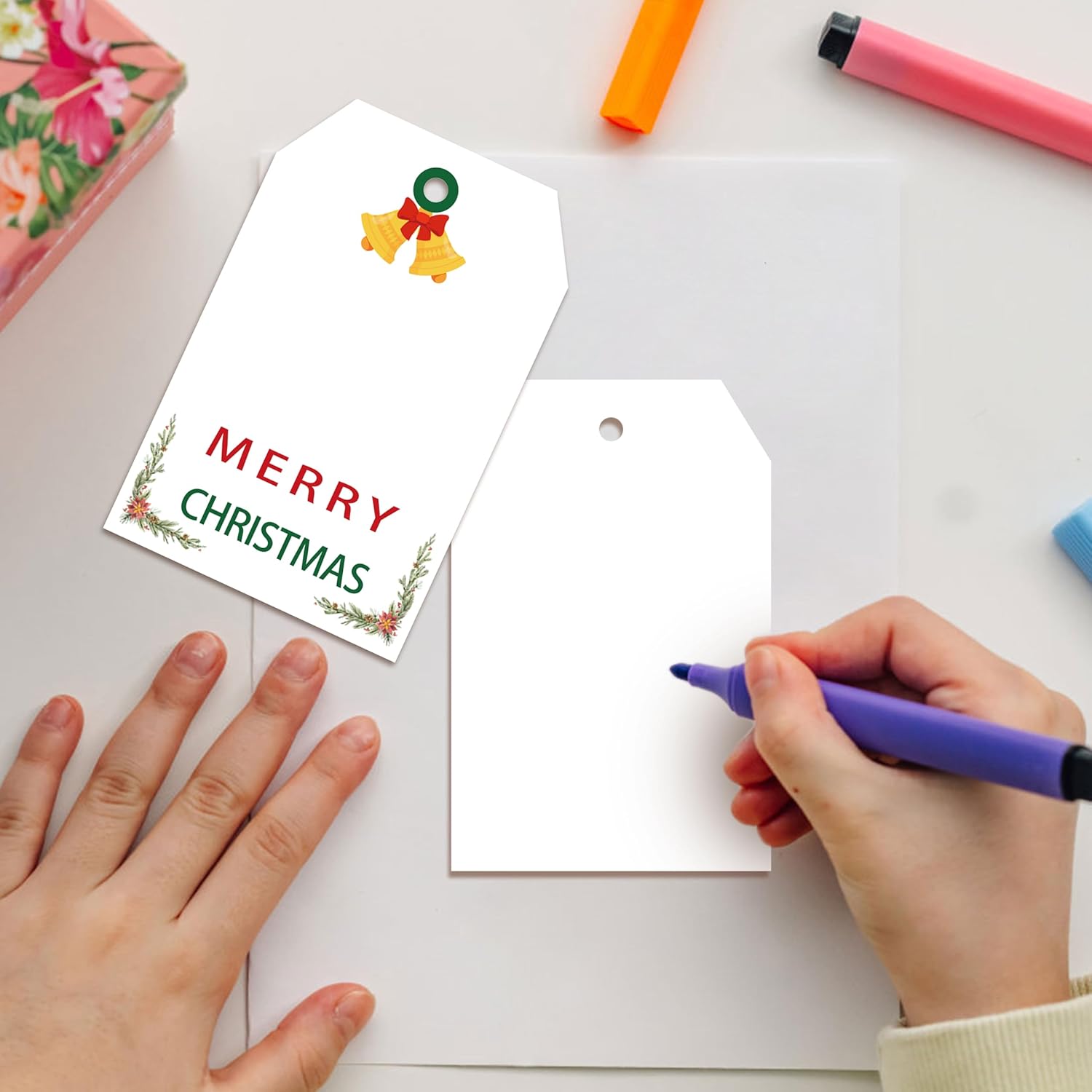 Christmas Gift Tags with String, 50 Pcs Merry Christmas Gift Bag Labels for Holiday Presents and DIY Party Decoration - Image 5