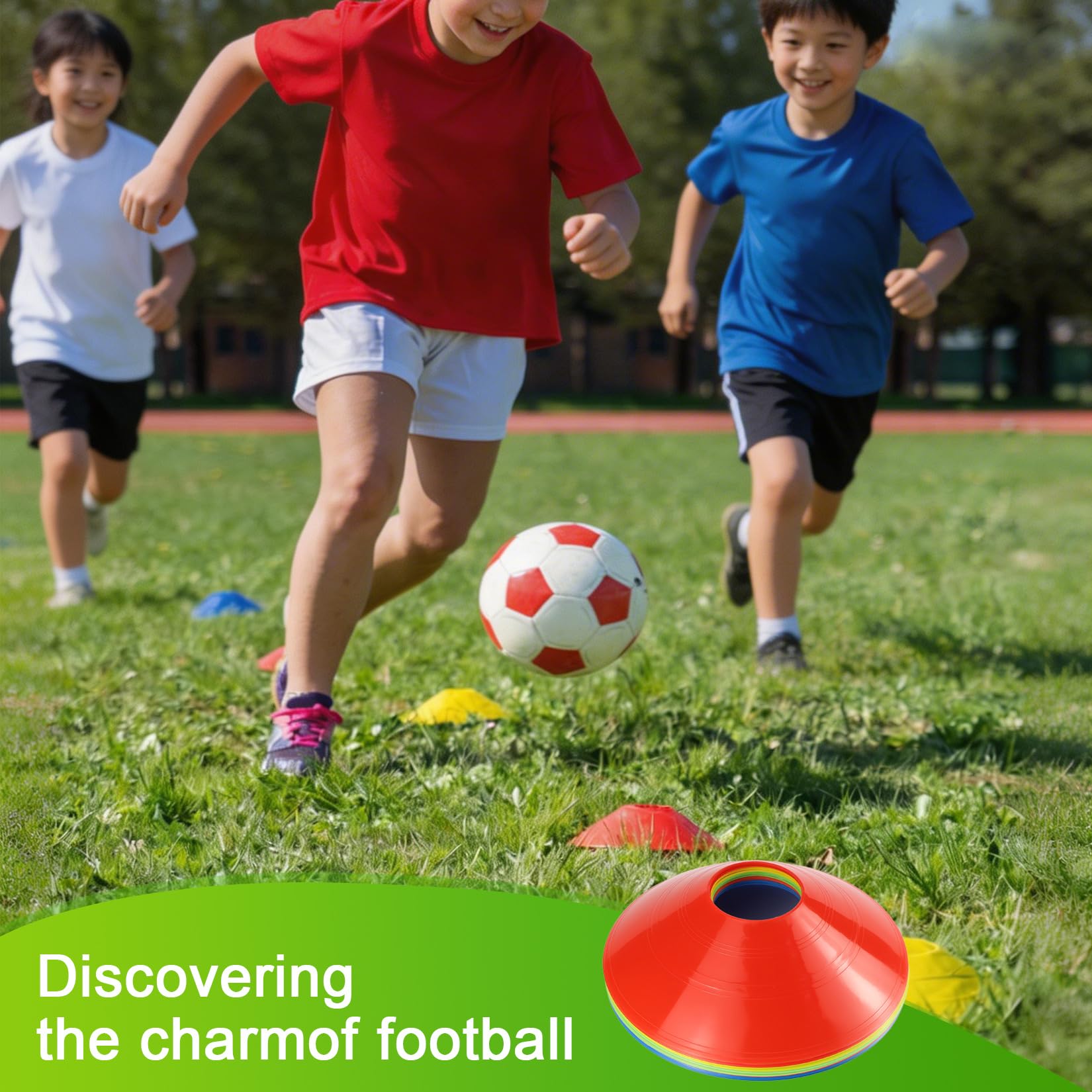 Xujinsongg 20 Pièces Plots de Marquage pour Football Cône, Plots Entraînement Cônes de Marquage, cônes de Football pour Hockey, Patinage sur Glace, Handball, entraînement de Coordination