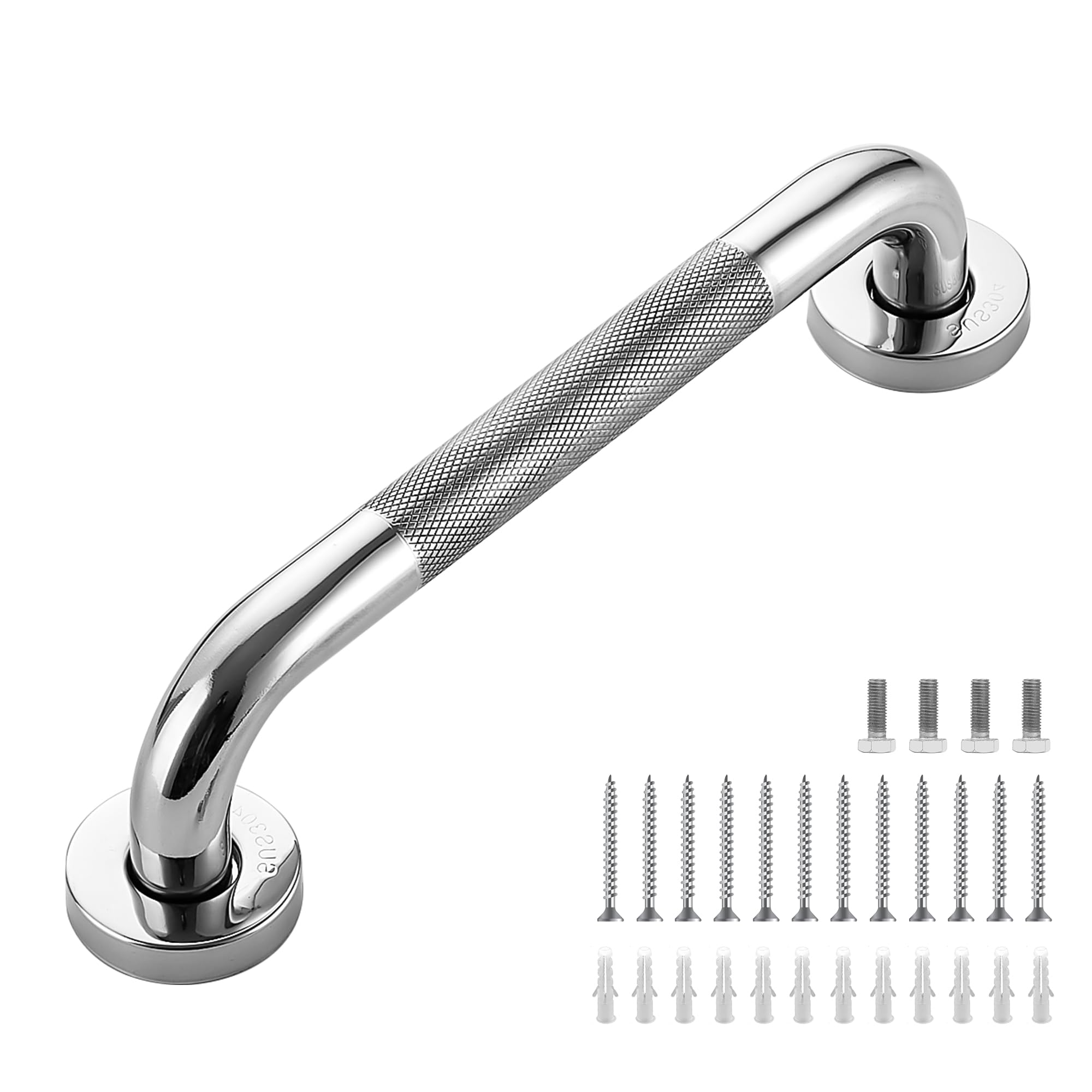 Grab Bars for Shower, 2 Pack 12-Inch Anti Slip Shower Handles for Elderly, Safety Shower Grab Bar, Stainless Steel Handicap Grab Bars for Bathroom (Polished Nickel 1" Diameter)