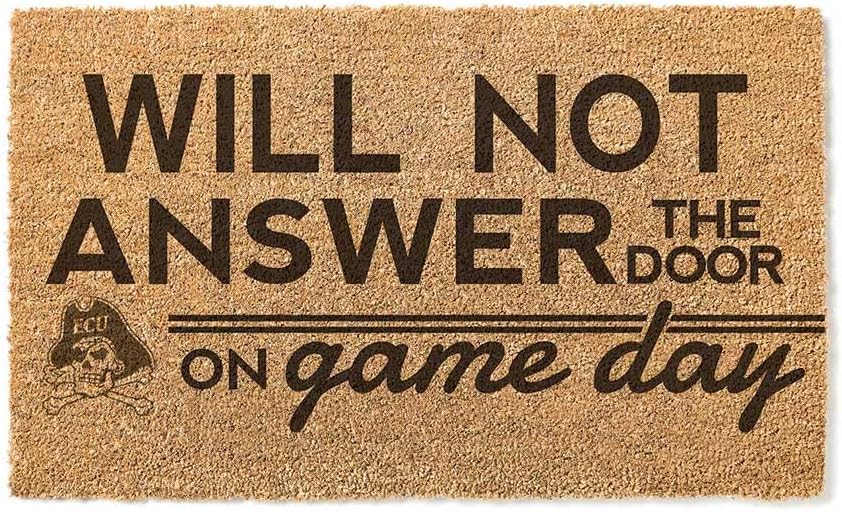 KH Sports Fan East Carolina Pirates Will Not Answer on Gameday Coir Doormat, 18x30 Inches, Pirates Outdoor Rug; Display Your Team Spirit with This Unique East Carolina Pirates Doormat