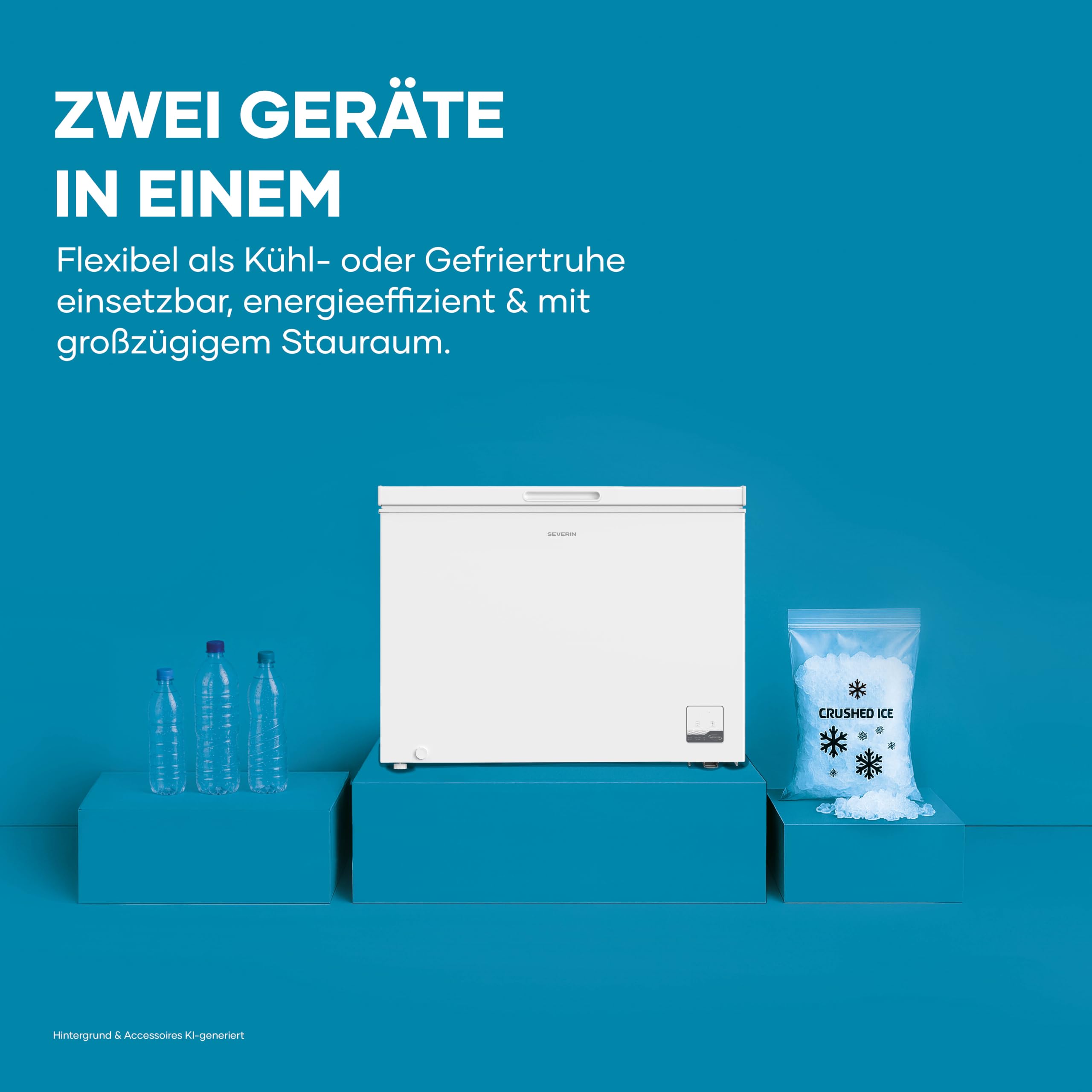 Severin Gefriertruhe, 200L, 4-Sterne-Gefrieren, -24°C, Inverter, 39 dB | Geringe Lautstärke, Freistehend, Energieeffizienzklasse C, Inverter, 32 kg, 98,0 x 54,6 x 82,5 cm, freezer, weiß, 8849